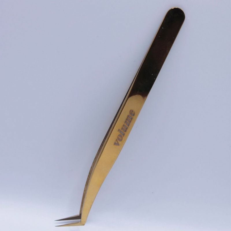 Volume-Gold L Shape Fiber Tip Tweezer – Xtra Long