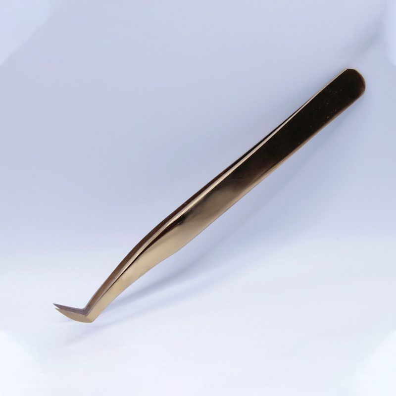 Gold Curved Fiber Tip Tweezer